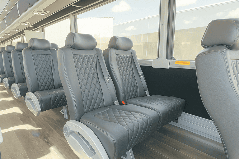 interior of Inglewood Shuttle Bus Rentals charter bus